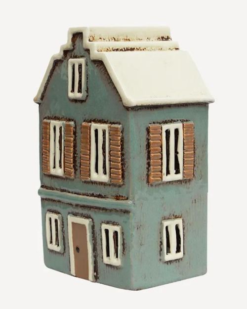 Alsace Tea Light House with Shutters Blue