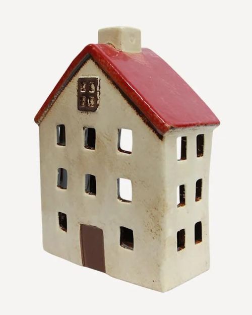 Alsace Tea Light Wide Chalet Red White