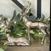 Antique Silver Deer Sitting