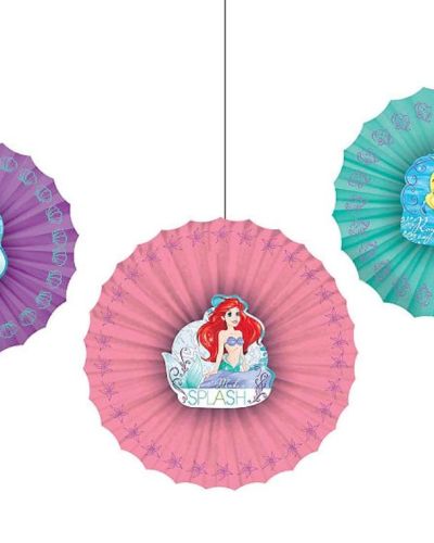 Ariel Paper Fan Decorations 3pk