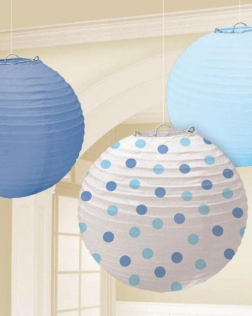 Assorted Blue Paper Lanterns 3pk