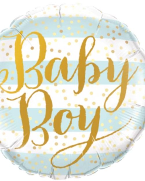 Baby Boy Blue Stripes Foil Balloon