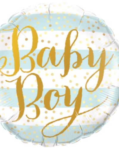 Baby Boy Blue Stripes Foil Balloon