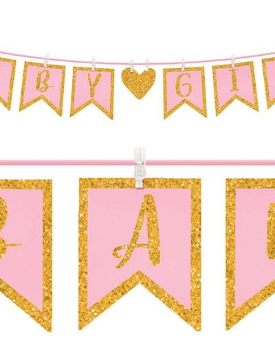 Baby Girl Clothes Peg Glitter Banner