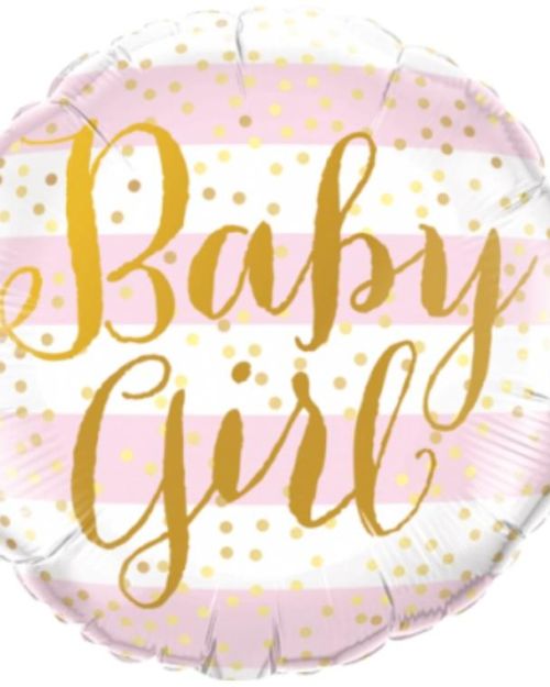 Baby Girl Pink Stripes Foil Balloon