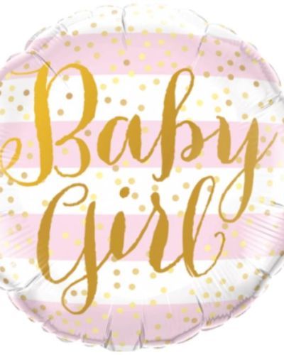 Baby Girl Pink Stripes Foil Balloon