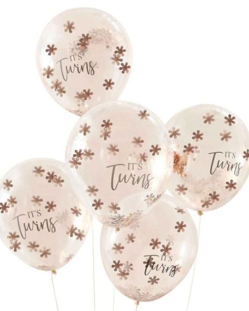 Baby in Bloom It’s Twins Confetti Balloons 5pk