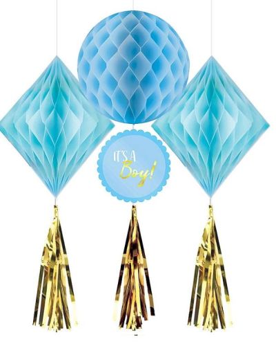 Baby Shower Honeycomb Decorations – Boy