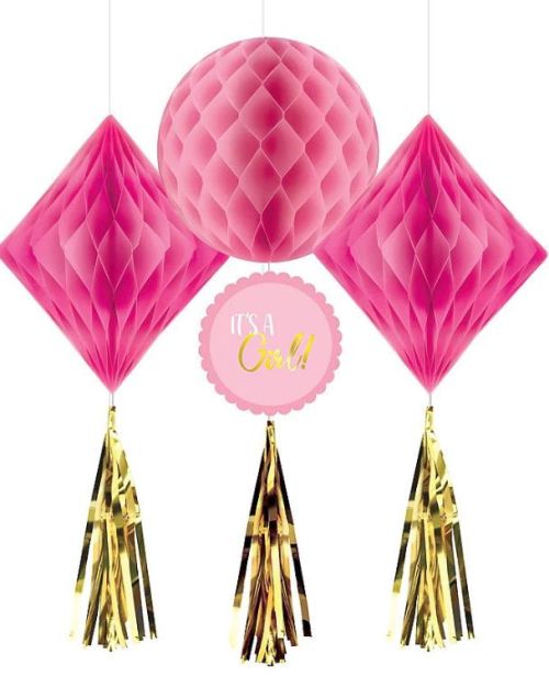Baby Shower Honeycomb Decorations – Girl
