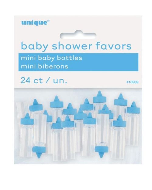 Baby Shower Mini Baby Bottles 24pk Blue