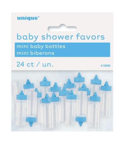 Baby Shower Mini Baby Bottles 24pk Blue