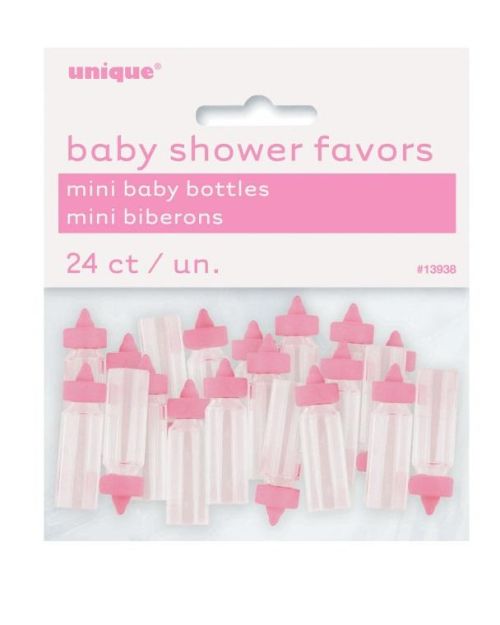 Baby Shower Mini Baby Bottles 24pk Pink