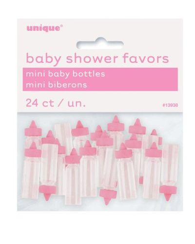 Baby Shower Mini Baby Bottles 24pk Pink
