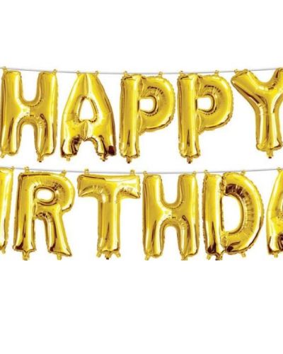 Balloon Banner Kit – Gold Happy Birthday