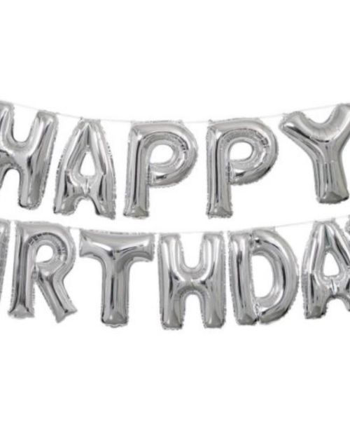 Balloon Banner Kit – Silver Happy Birthday