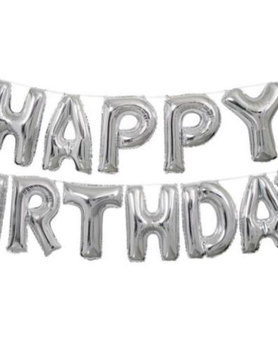 Balloon Banner Kit – Silver Happy Birthday