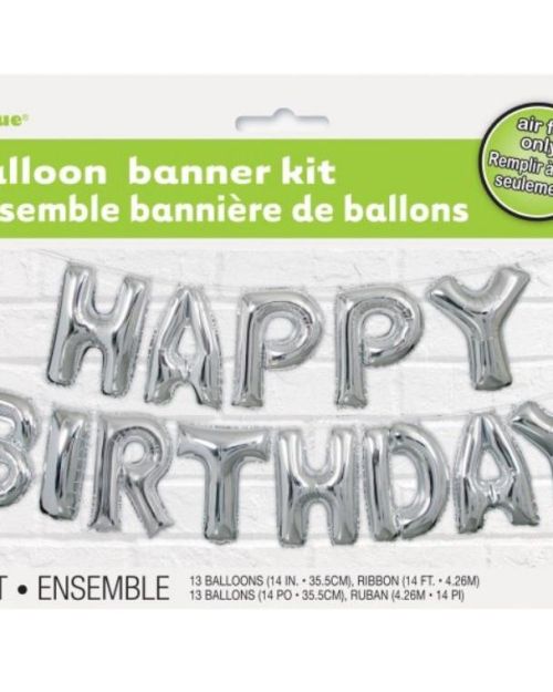Balloon Banner Kit – Silver Happy Birthday