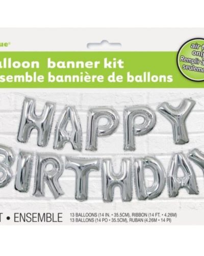 Balloon Banner Kit – Silver Happy Birthday