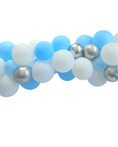 Balloon Garland Kit – Blue, White & Silver
