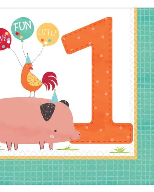 Barnyard Birthday 1st Birthday Lunch Napkins 16pk