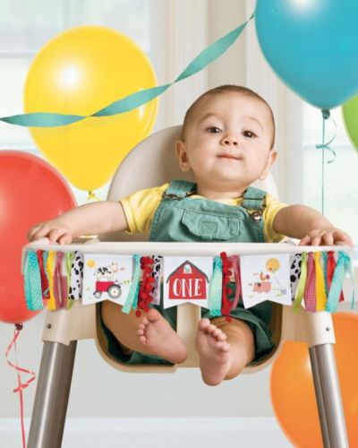 Barnyard Birthday Deluxe High Chair Pennant Banner