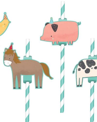 Barnyard Birthday Animal Straws 12pk