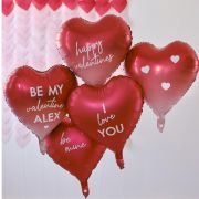 Be Mine Customisable Heart Valentines Balloons 5pk