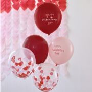 Be Mine Happy Valentines Confetti Balloons 5pk