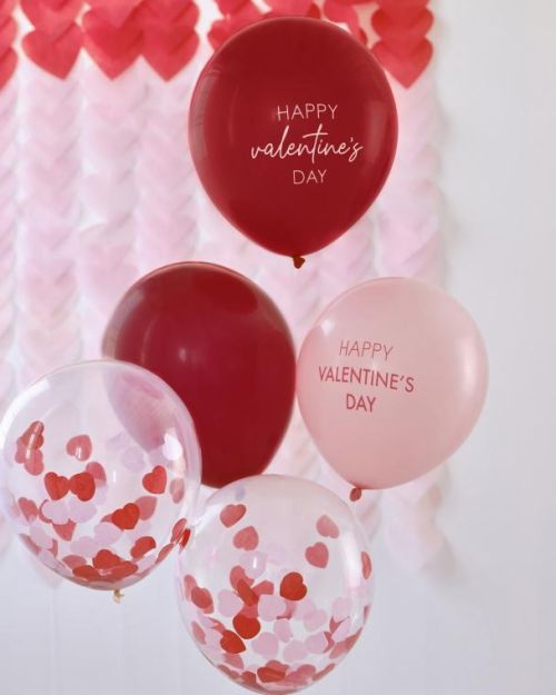 Be Mine Happy Valentines Confetti Balloons 5pk