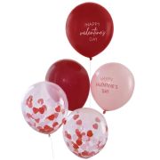 Be Mine Happy Valentines Confetti Balloons 5pk