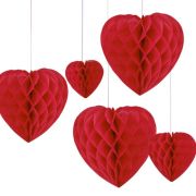 Be Mine Honeycomb Hanging Heart Decorations 5pk
