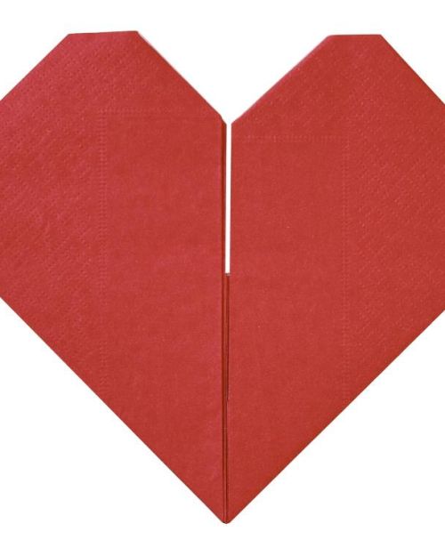 Be Mine Red Origami Heart Napkins 16pk