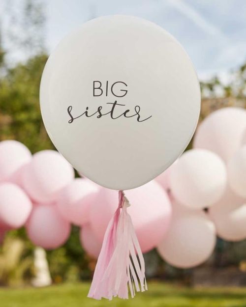 Big Sister Balloon with Pink Tassels