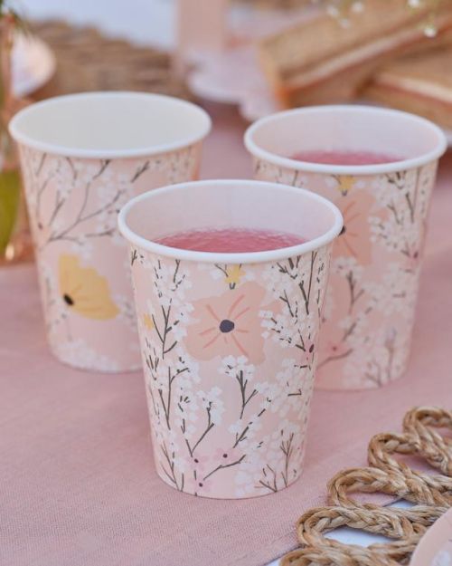 Birthday Bloom Floral Cups 8pk