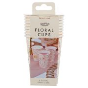 Birthday Bloom Floral Cups 8pk