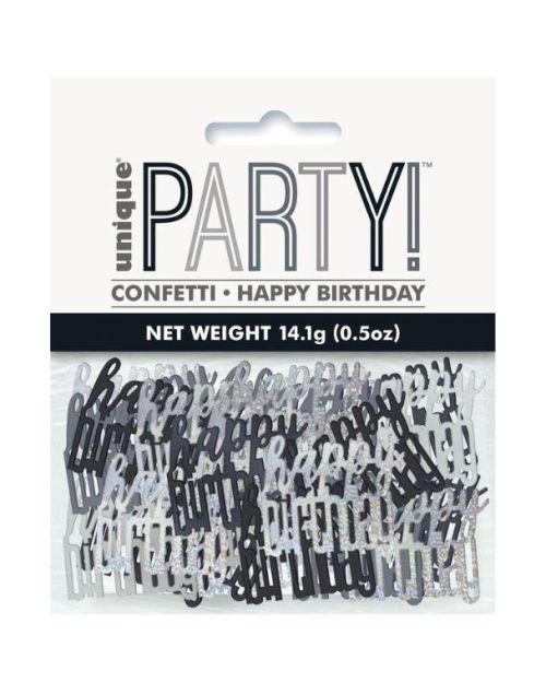Black & Silver Happy Birthday Confetti Scatters