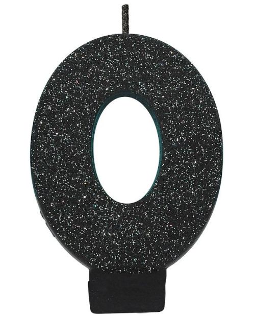 Black Glitter Candle – Number 0