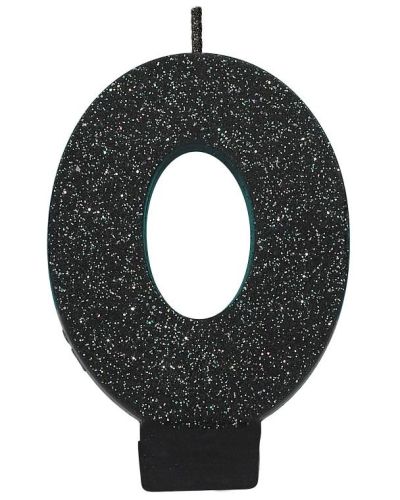 Black Glitter Candle – Number 0