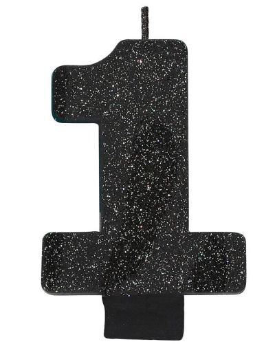 Black Glitter Candle – Number 1