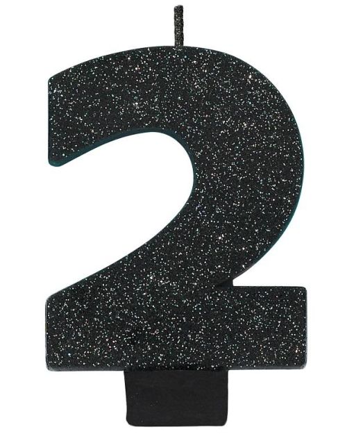 Black Glitter Candle – Number 2