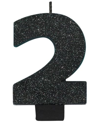 Black Glitter Candle – Number 2