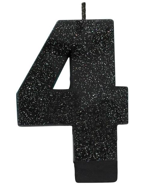 Black Glitter Candle – Number 4