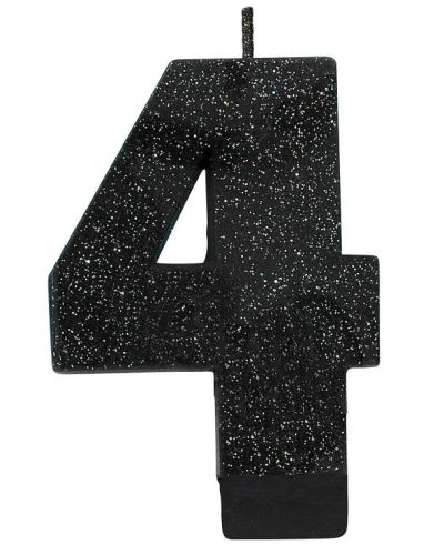 Black Glitter Candle – Number 4