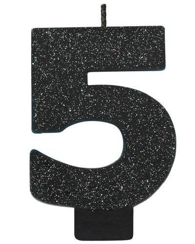 Black Glitter Candle – Number 5