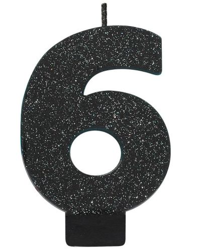 Black Glitter Candle – Number 6