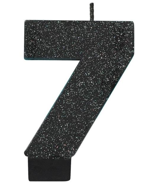 Black Glitter Candle – Number 7