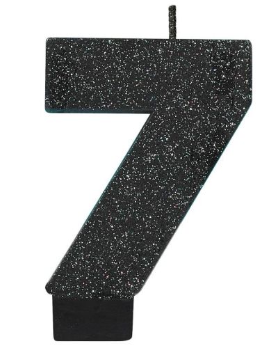 Black Glitter Candle – Number 7