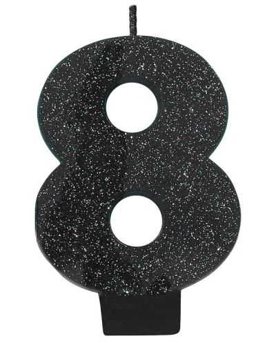 Black Glitter Candle – Number 8