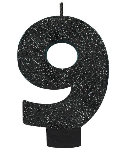 Black Glitter Candle – Number 9