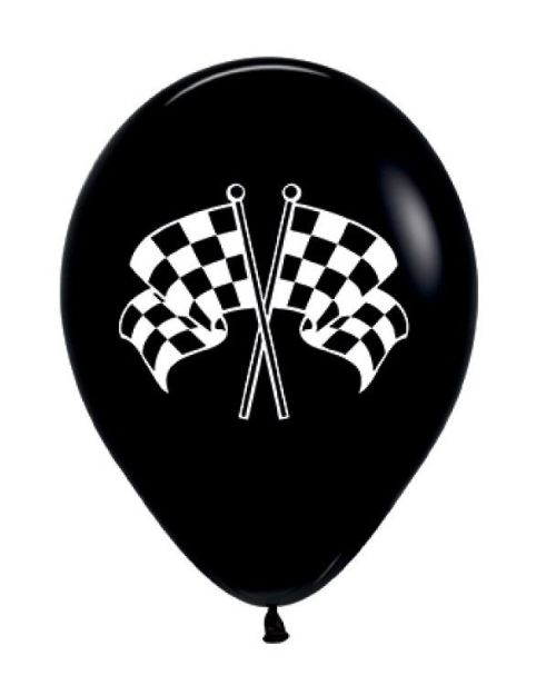Black Racing Flag Balloons 6pk